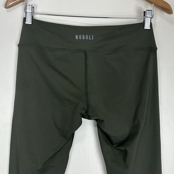 NoBull Womens Matte High Neck Sports Bra And Crop Legging 21" Set M/L Army Green - Picture 12 of 13